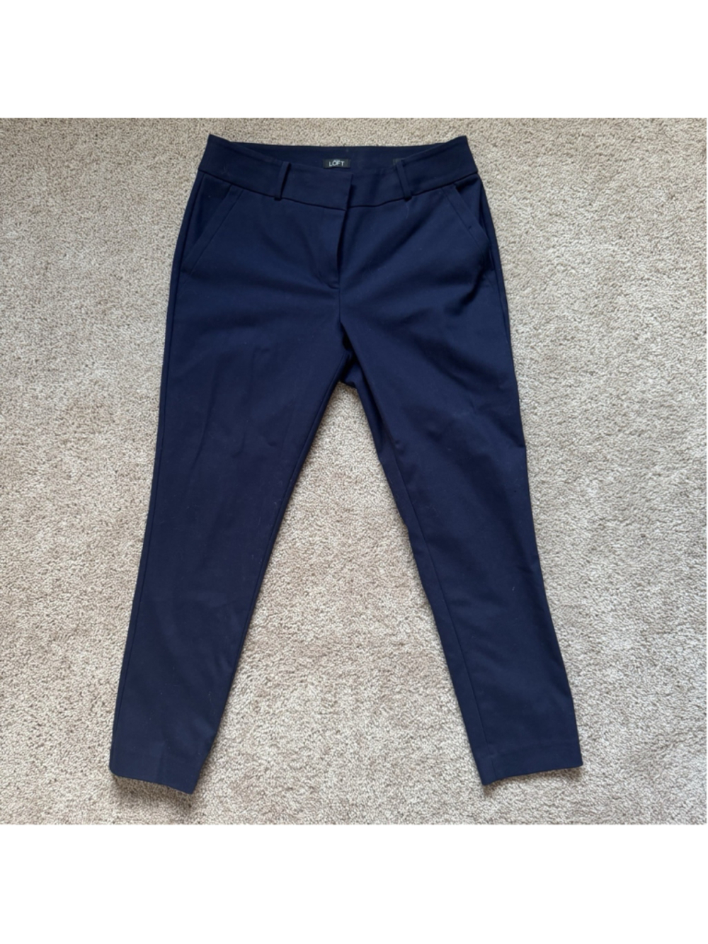 LOFT Women’s Blue Dress Pants Skinny Leg Flat Front Solid Regular Size 8